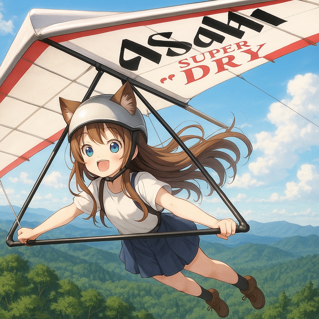 ハンググライダーで空飛ぶ小さな女の子