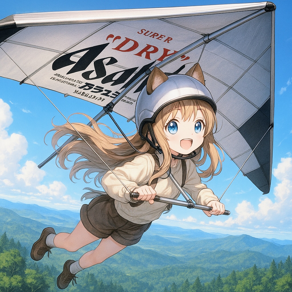 ハンググライダーで空飛ぶ小さな女の子