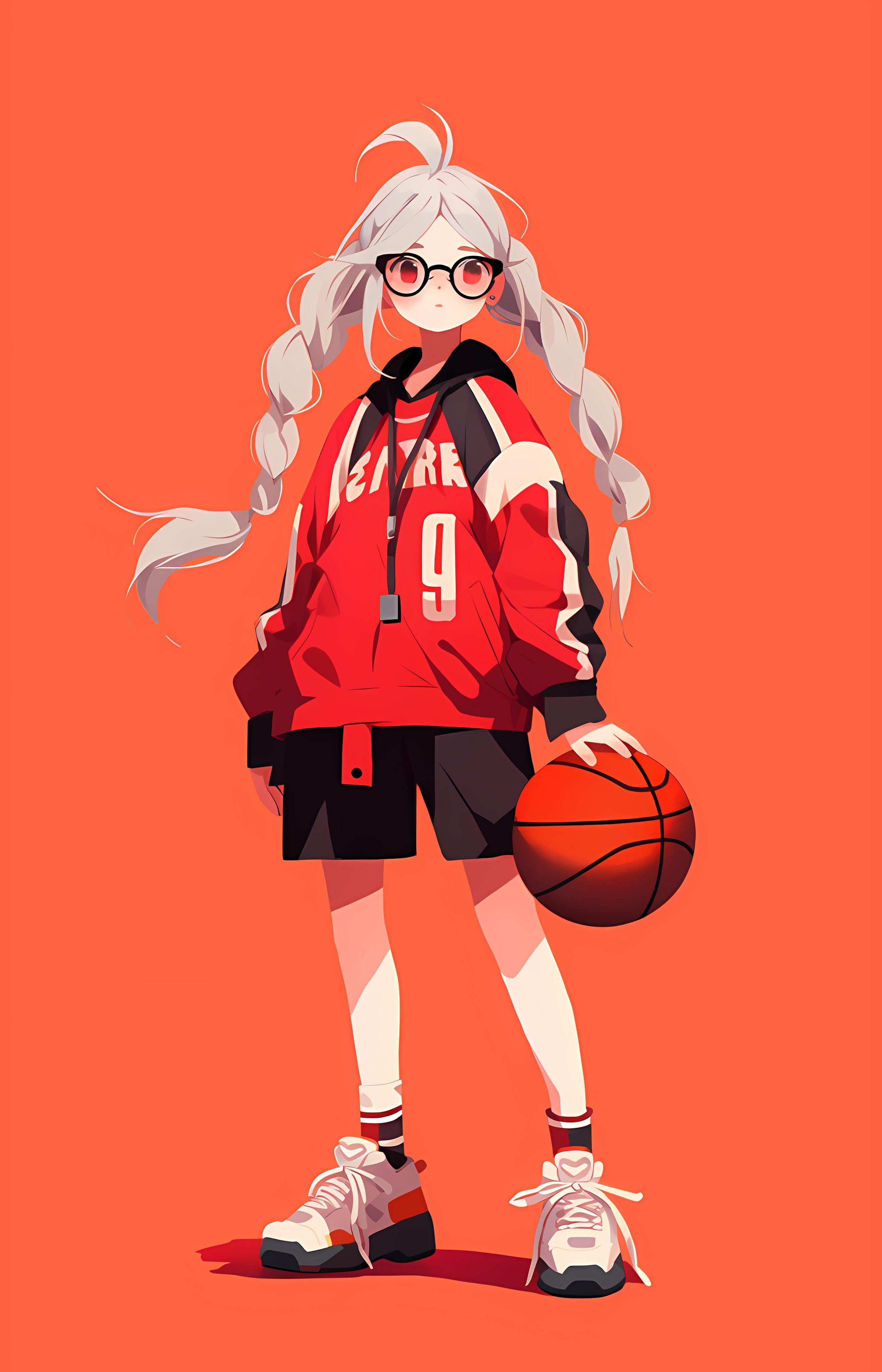 バスケットおさげ眼鏡ちゃん