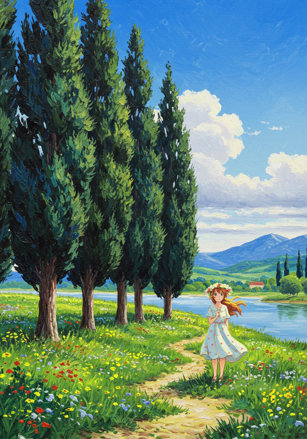 糸杉のある風景