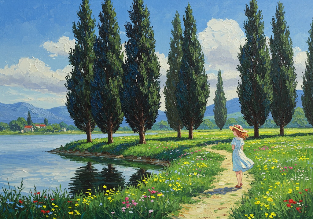 糸杉のある風景