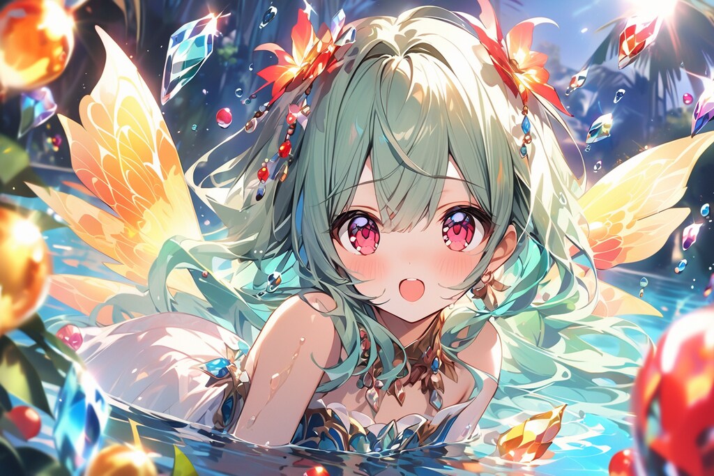 水遊びする妖精