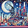 月夜の工業地帯 5枚目