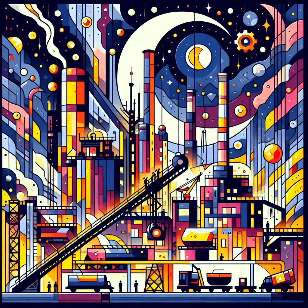 月夜の工業地帯