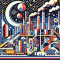 月夜の工業地帯 3枚目