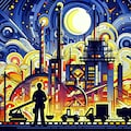 月夜の工業地帯 4枚目