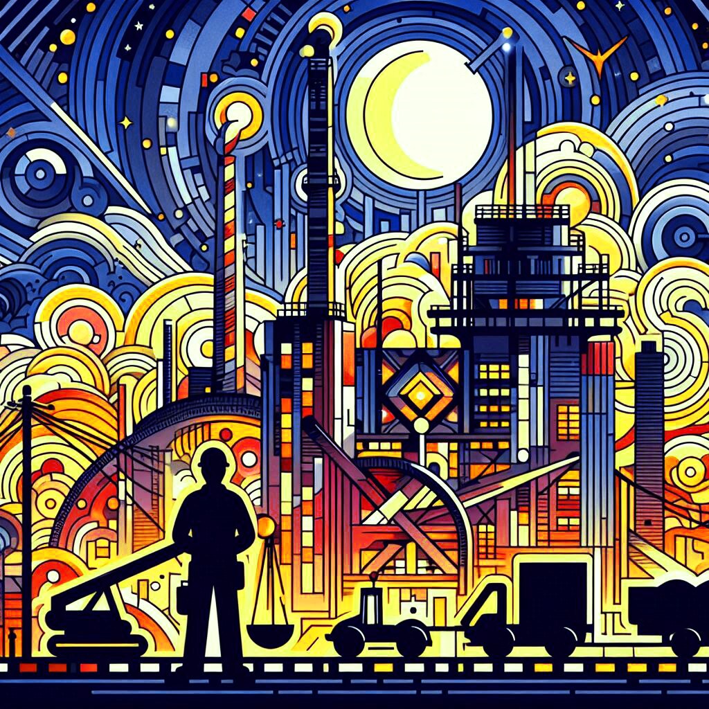 月夜の工業地帯