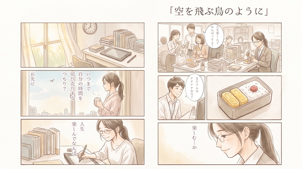 #018 空を飛ぶ鳥のように／1,000円の距離　★AI併用作品★