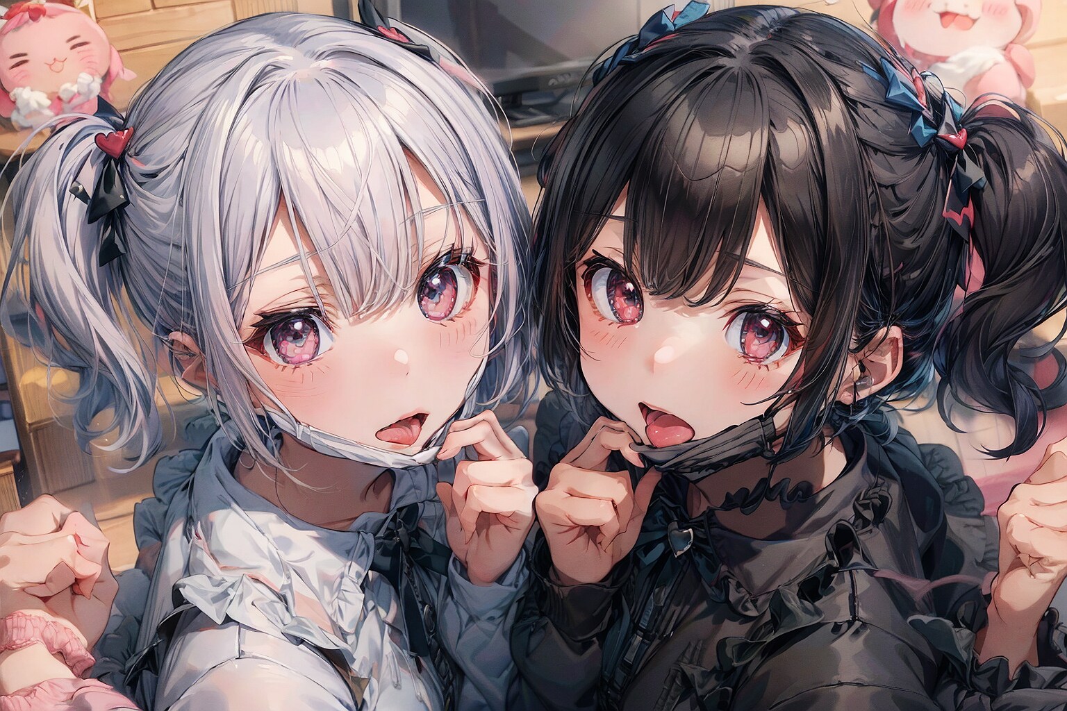 マスクずらして見せてくれるガールズ