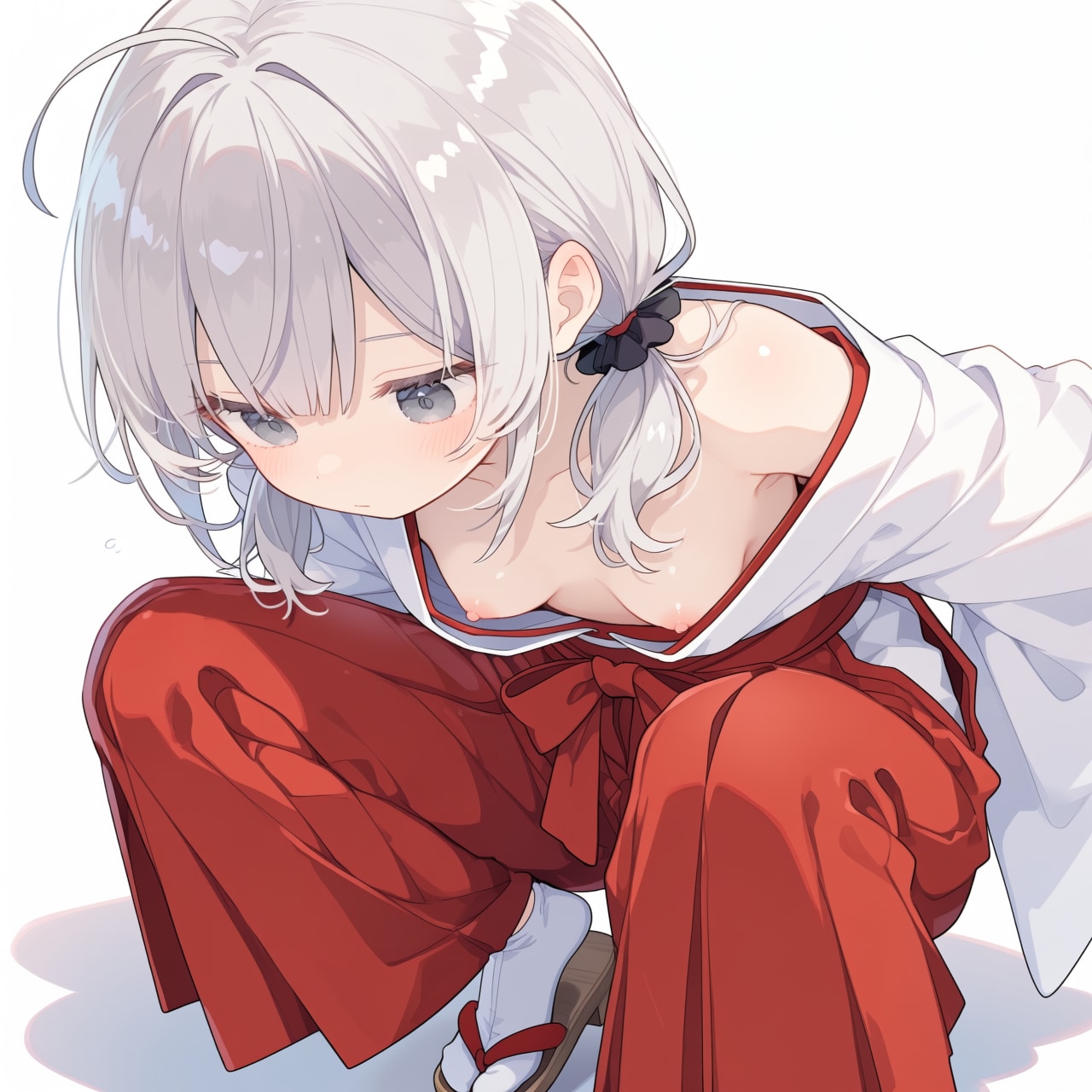 屈んで