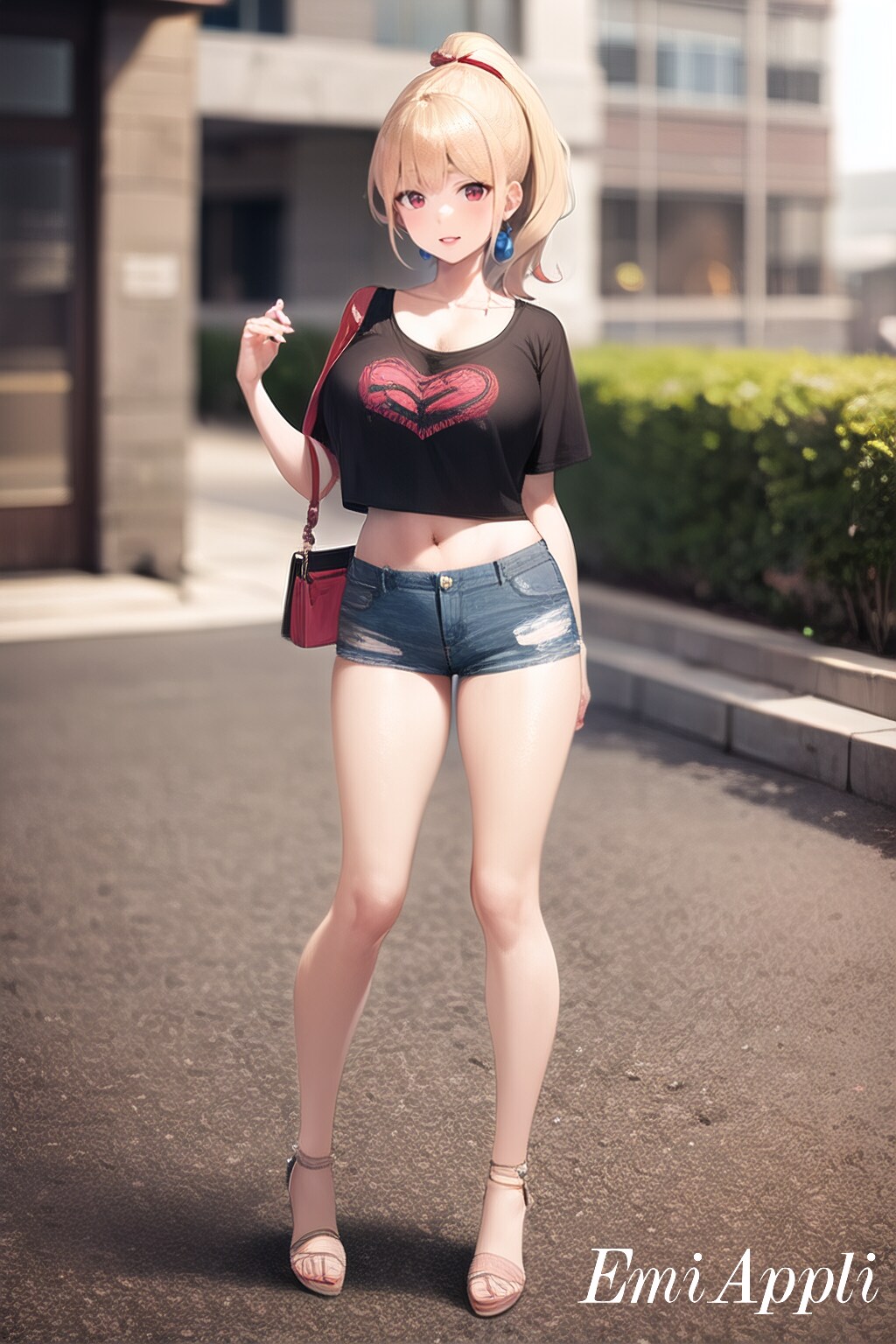 タンクトップデニムのかわいい女の子