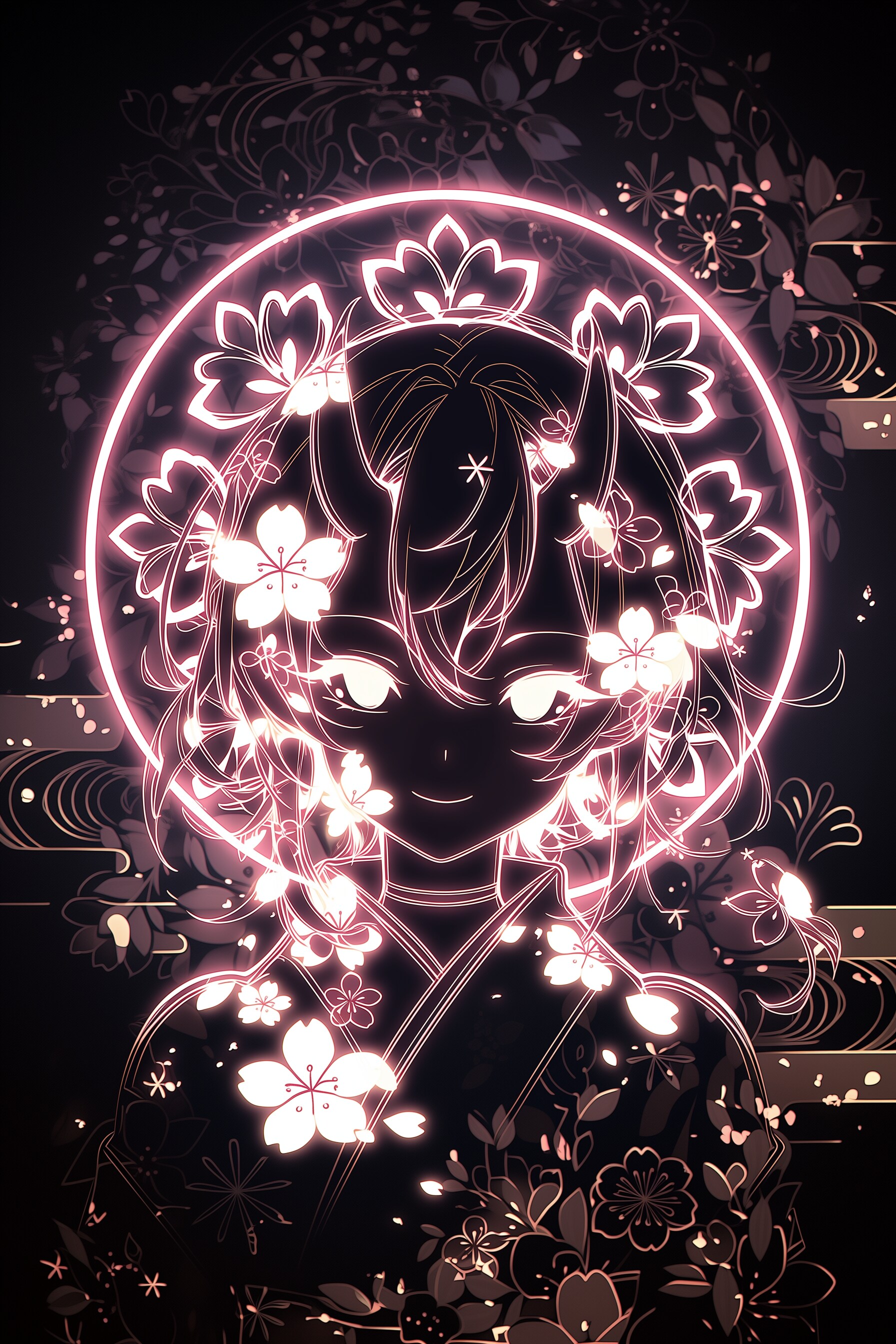 ネオンと桜と鬼娘 | の人気AIイラスト・グラビア