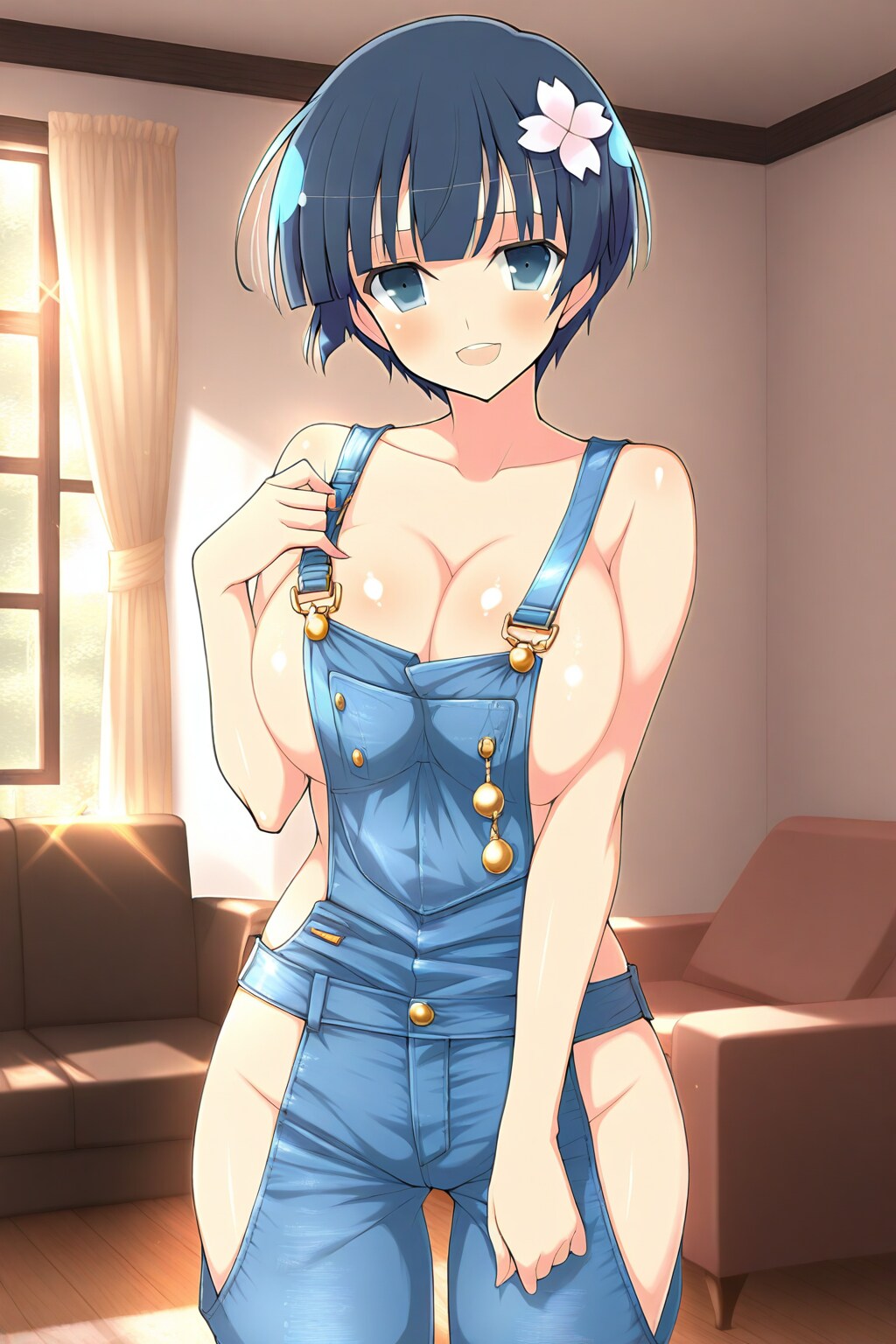 母性溢れる夜桜ちゃんのオーバーオール