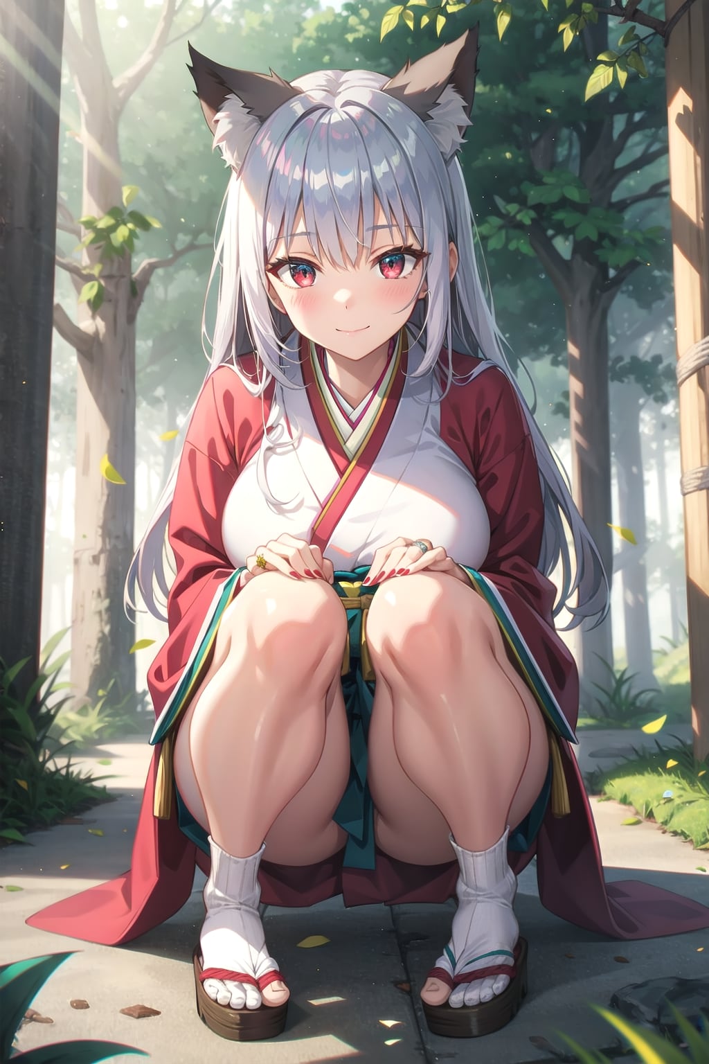 着物でしゃがむと