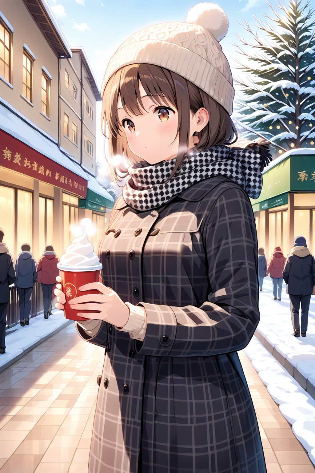 冬のチェック柄コーデ