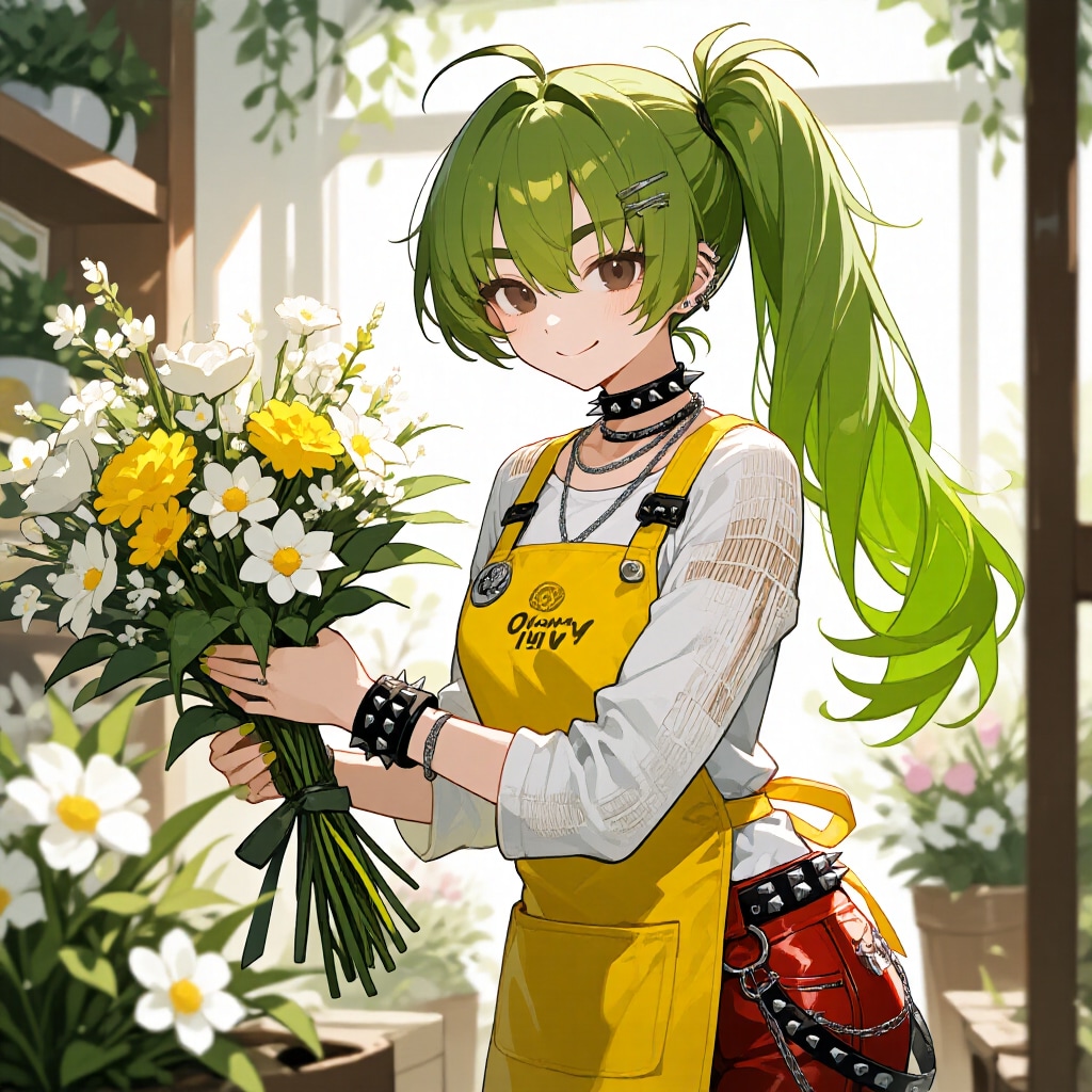 花屋でバイトする蘭