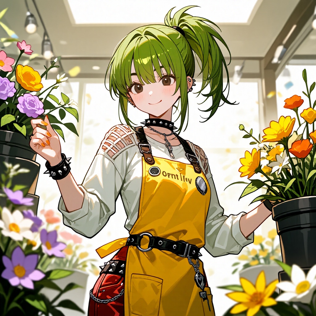 花屋でバイトする蘭