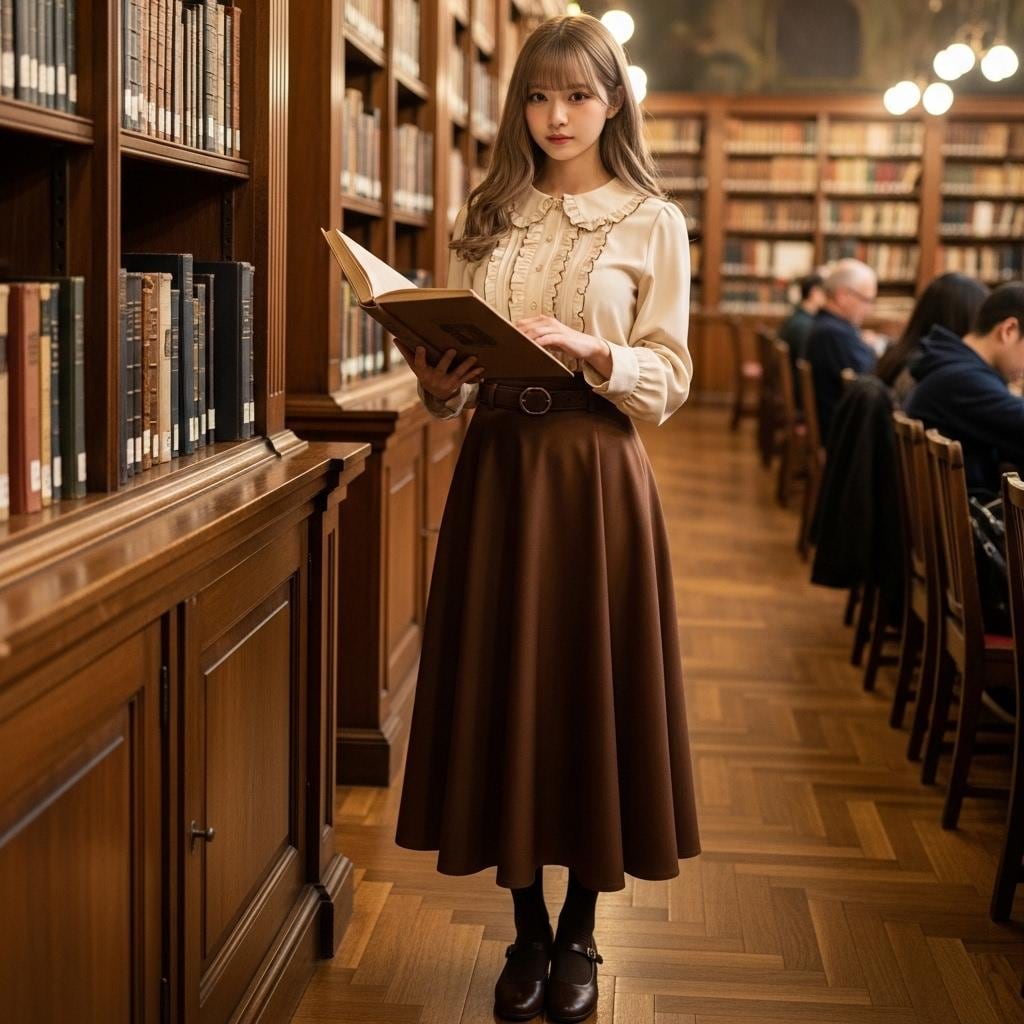 お嬢様　図書館で