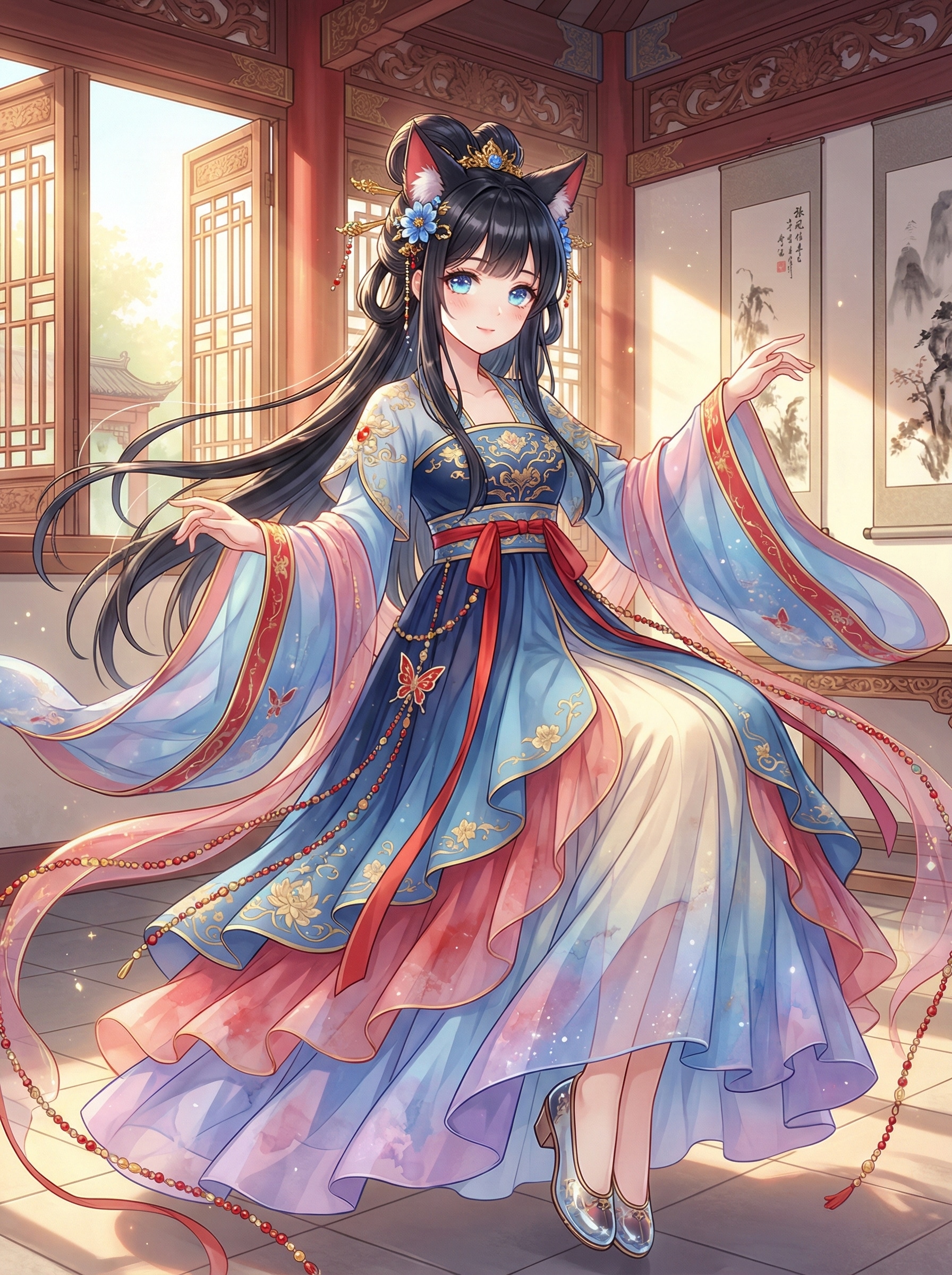 紅藍幻の猫耳仙姫 ～午後の庭影～ | の人気AIイラスト・グラビア