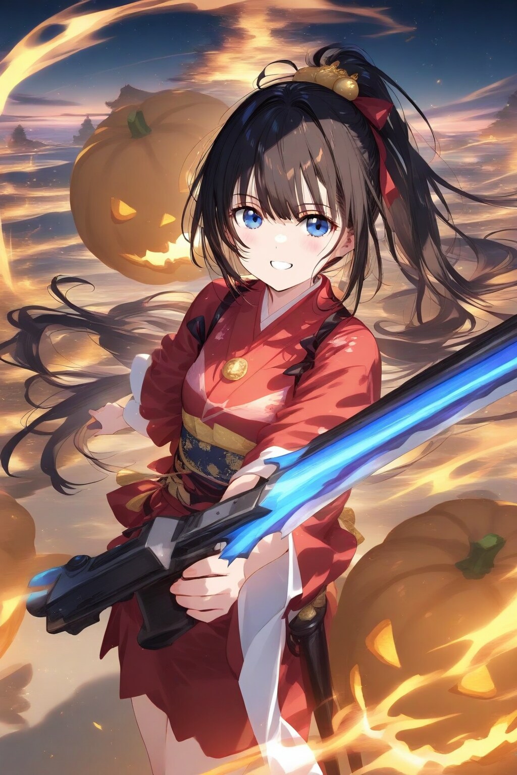 少女侍とジャック・オー・ランタン