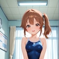 スク水サイドポニー女子　医務室で騎乗位 4枚目
