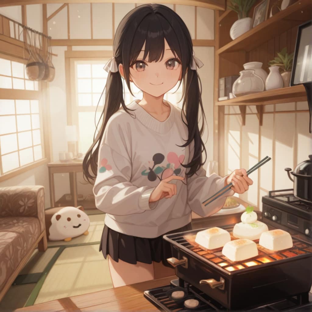 お餅を焼いてます