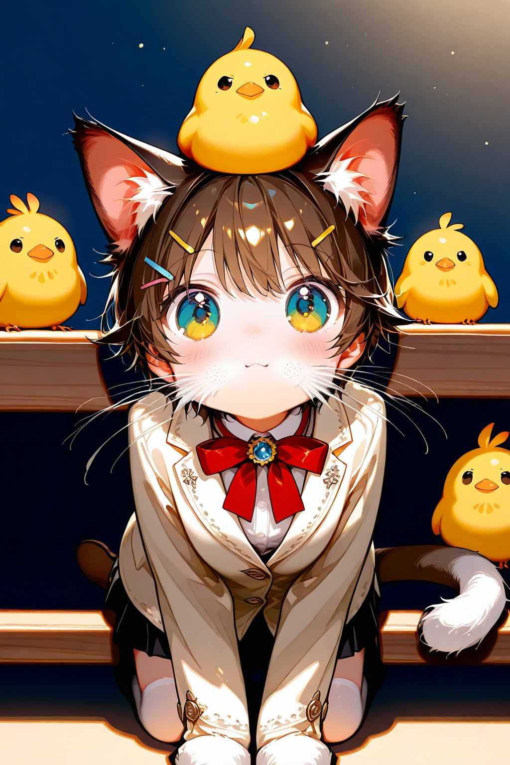 猫少女とひよこ