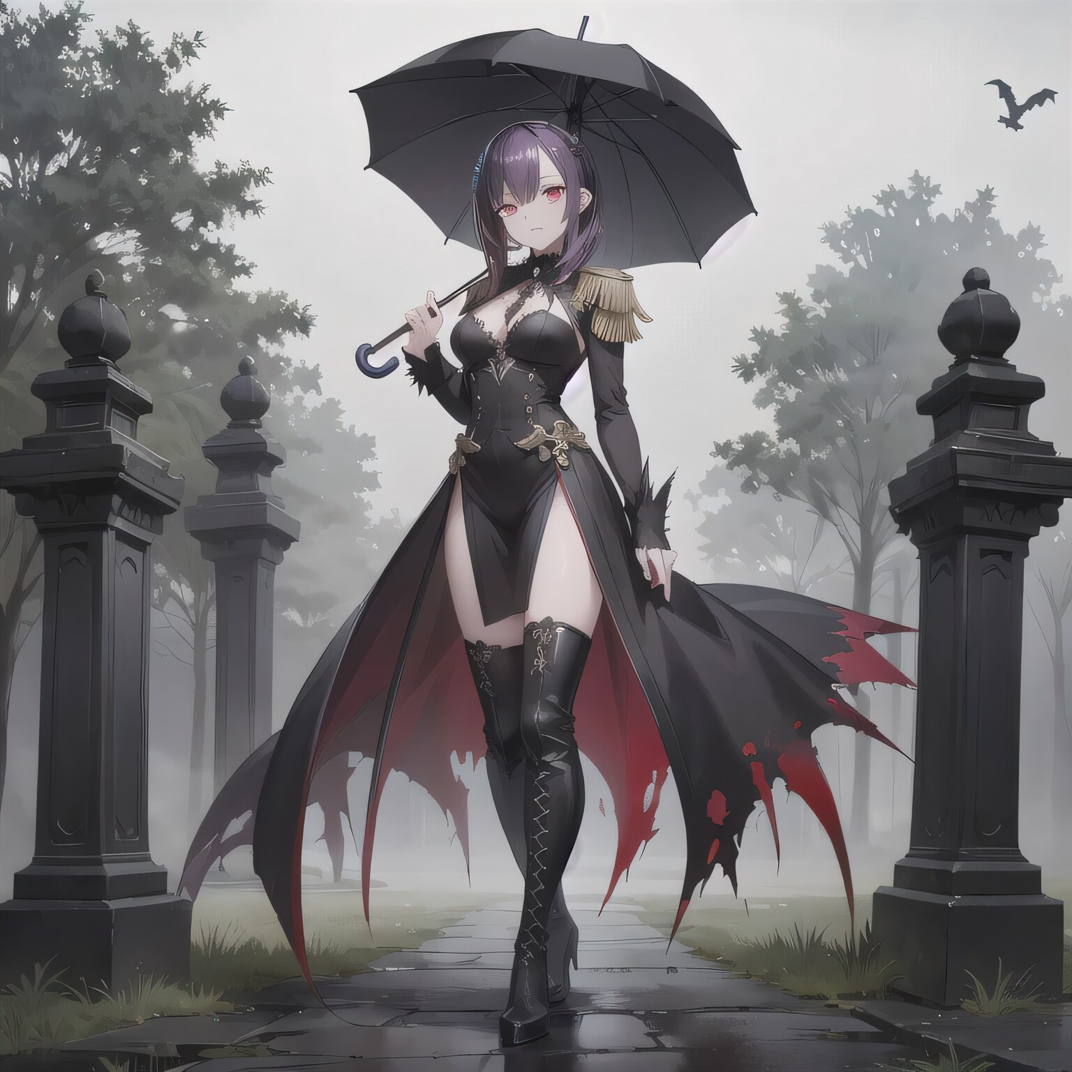 黒髪ロングの吸血鬼 | の人気AIイラスト・グラビア