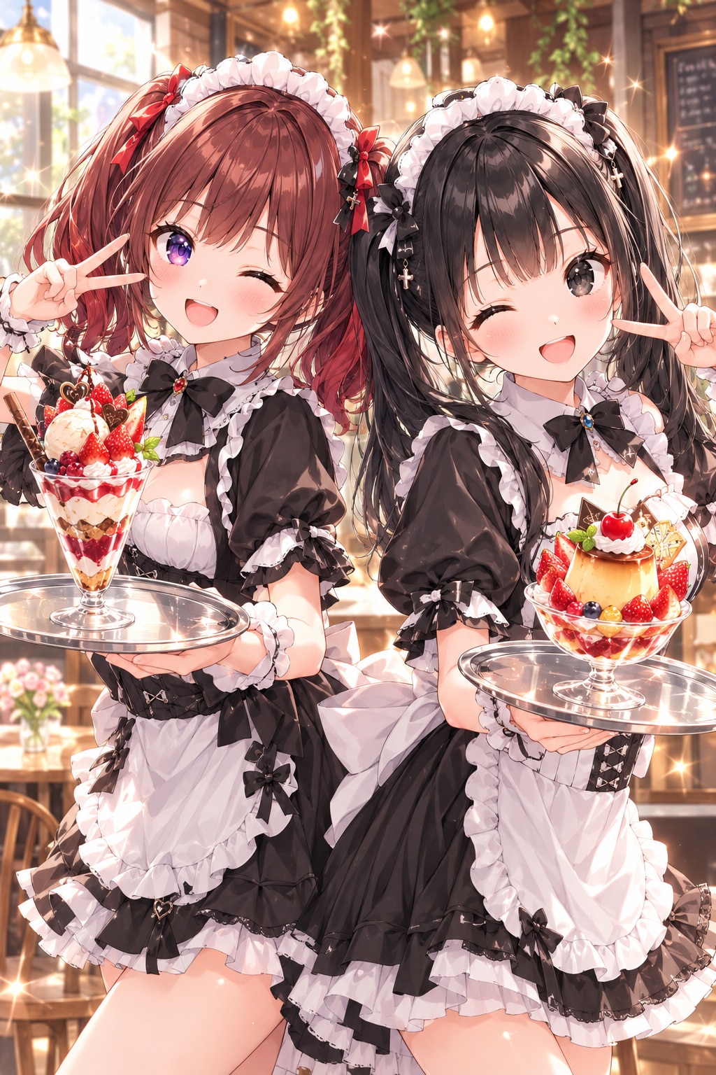 メイド姿ではっぴーピース✌✨️（幼女ちゃんお借りしました〜♪） | の人気AIイラスト・グラビア