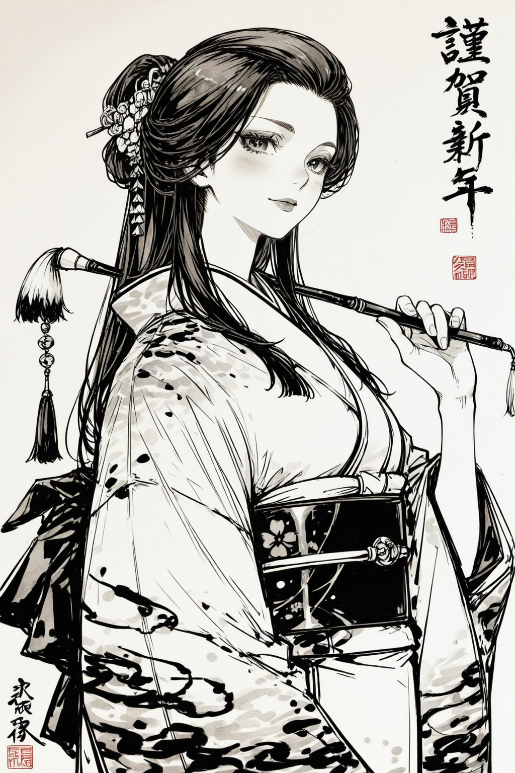 monochrome Ink-wash painting