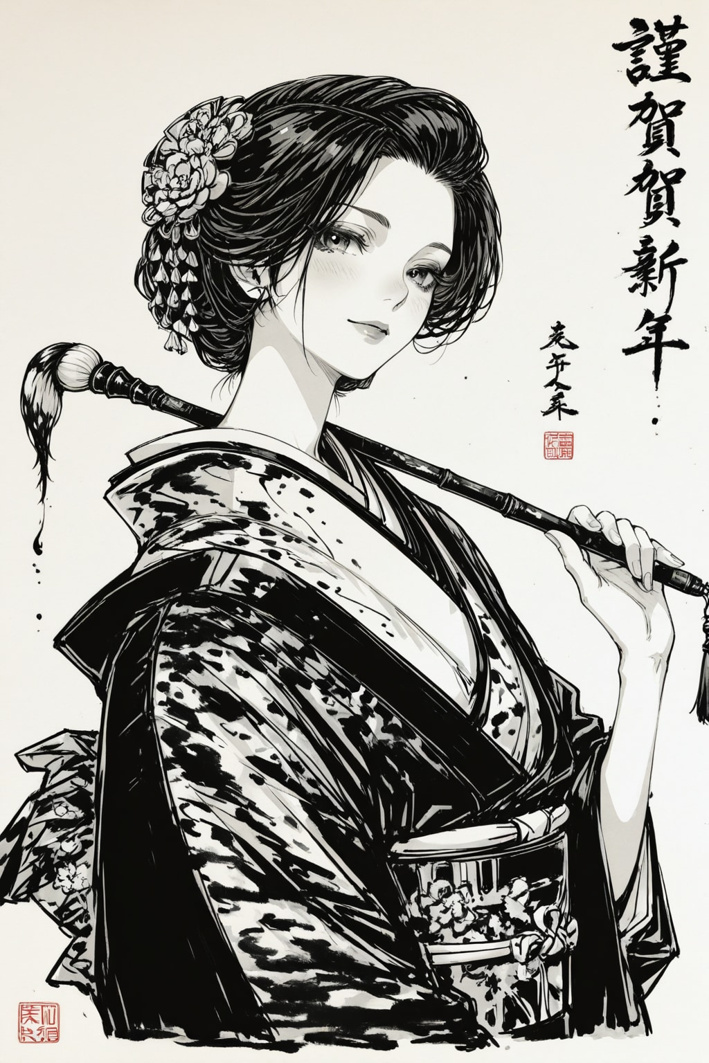 monochrome Ink-wash painting