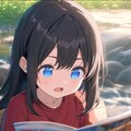河原でエッチな本を見つけて読んじゃう小さな女の子 3枚目