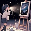 【謎画像】くしゃみで星を描く女子高生 2枚目