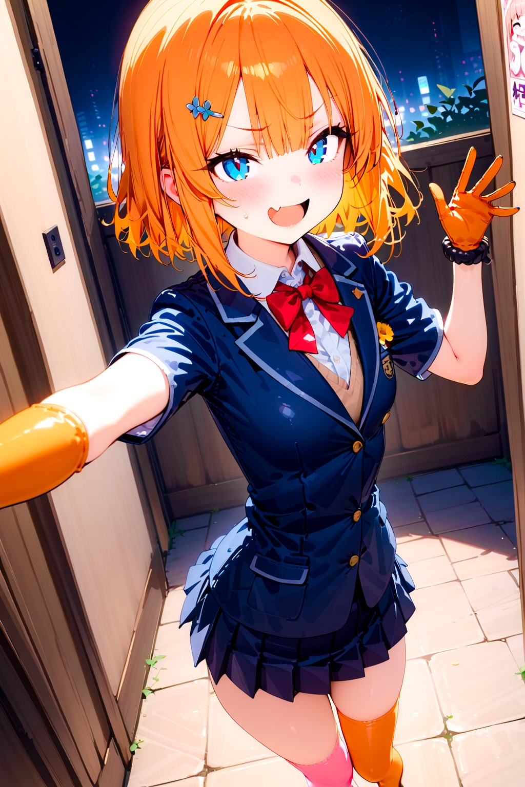 制服姿のちびっ子競泳水着ギャルヒロインちゃん！