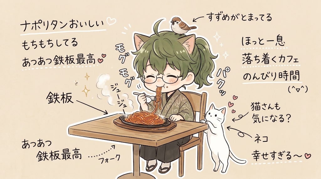 カフェでナポリタン