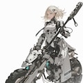 female combat android riding a motorcycle 8枚目