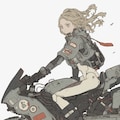 female combat android riding a motorcycle 4枚目