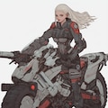female combat android riding a motorcycle 6枚目