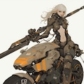 female combat android riding a motorcycle 3枚目