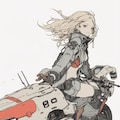 female combat android riding a motorcycle 2枚目