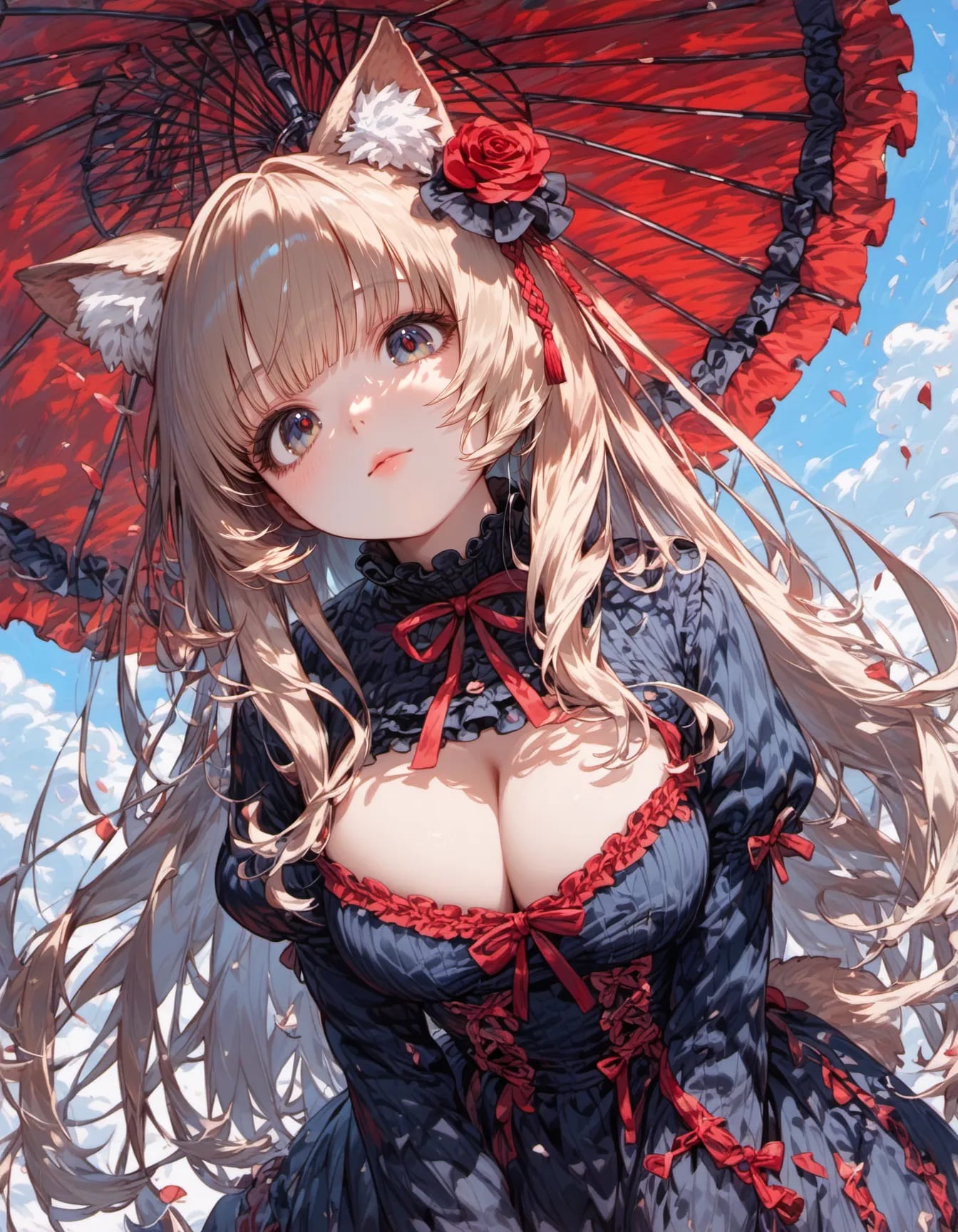 Scarlet Parasol Reverie
