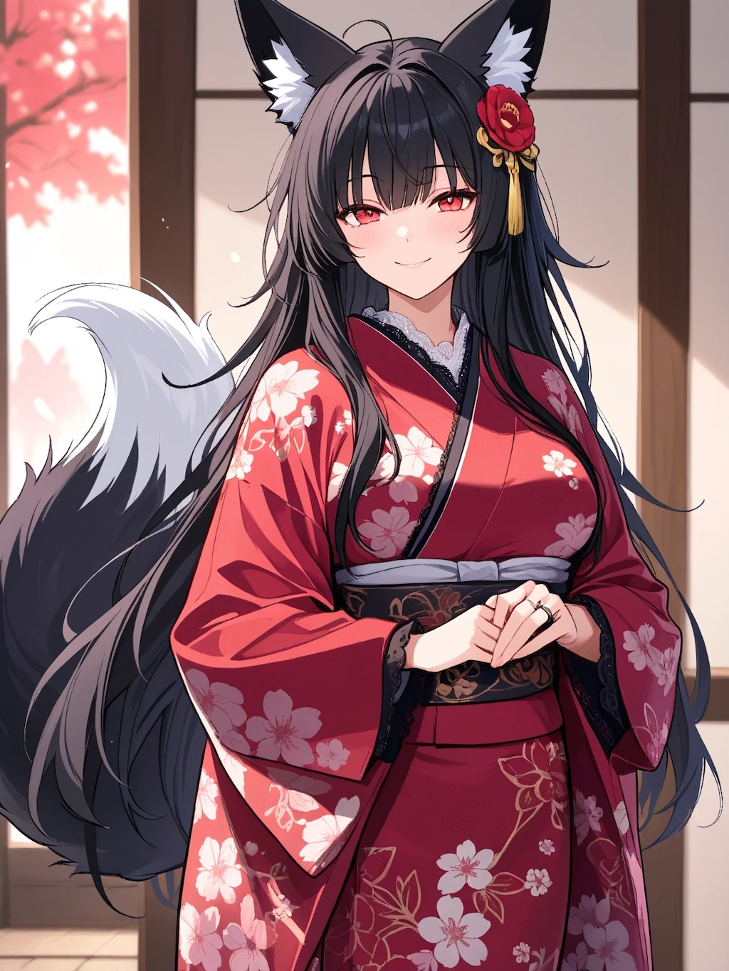 着物姿の狐耳娘