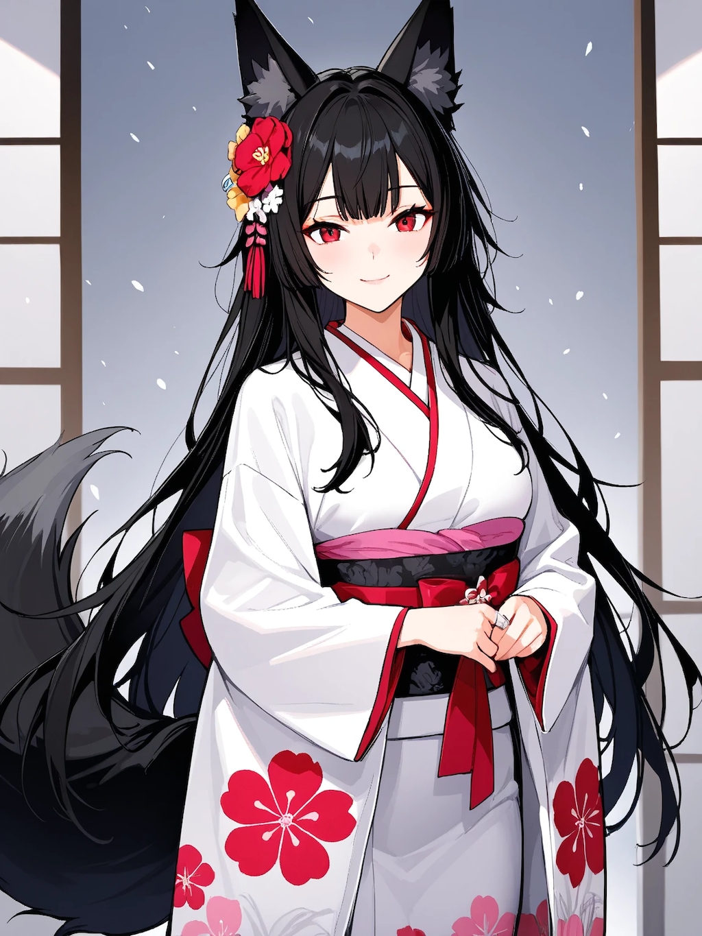 着物姿の狐耳娘