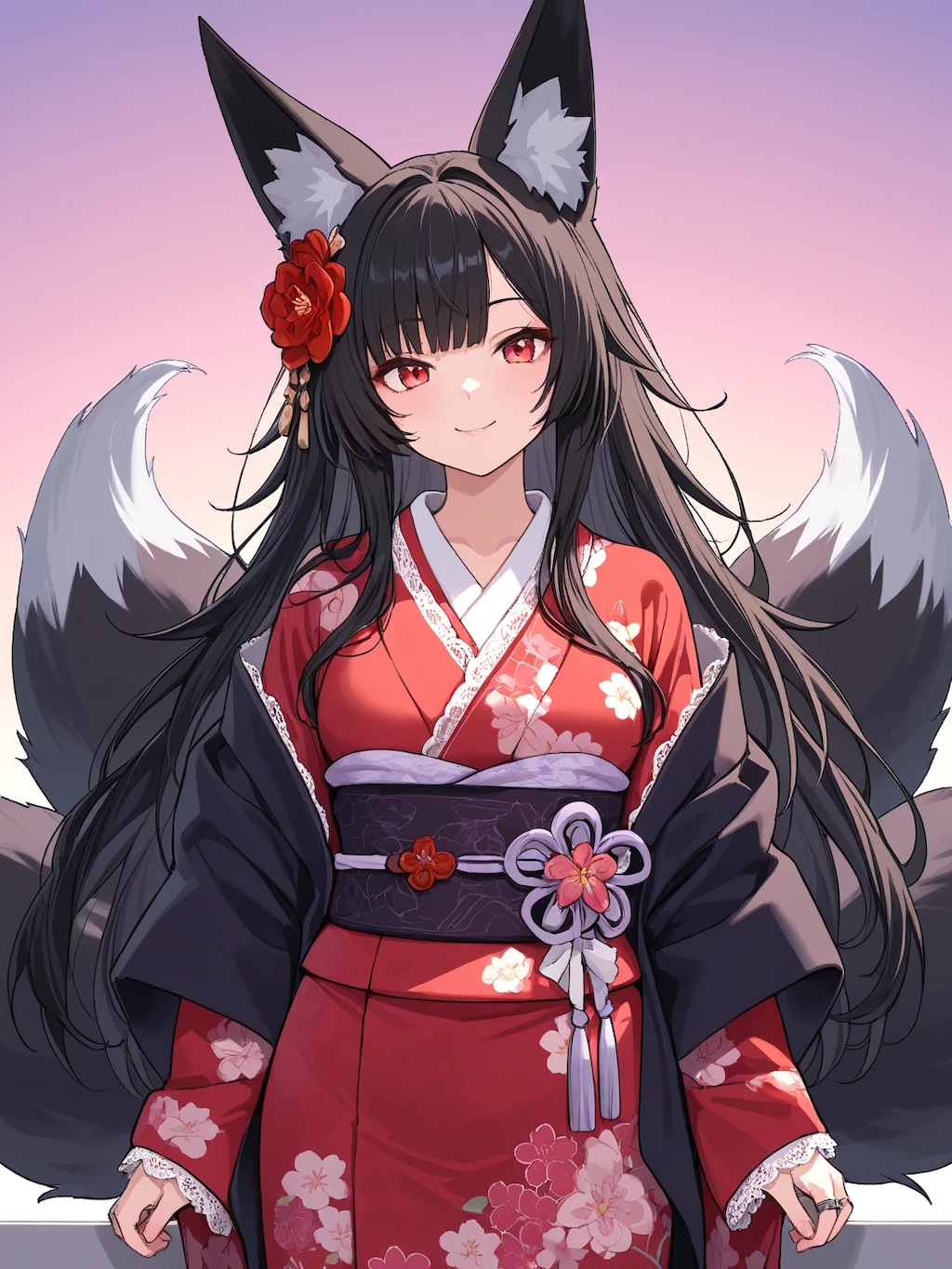 着物姿の狐耳娘