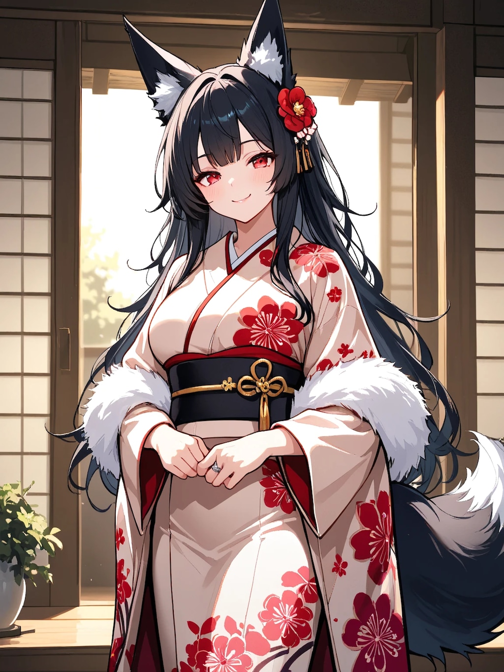 着物姿の狐耳娘