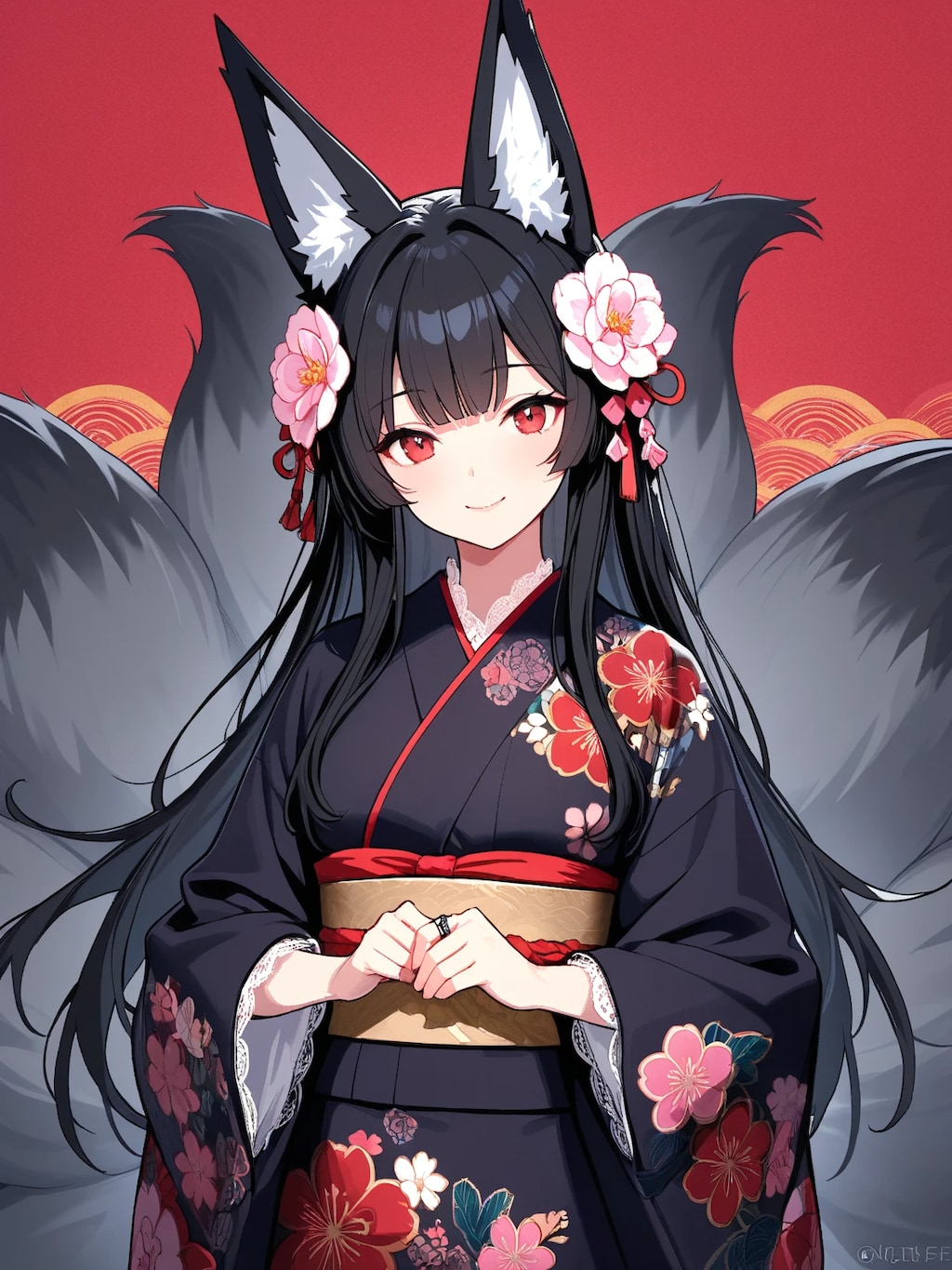 着物姿の狐耳娘