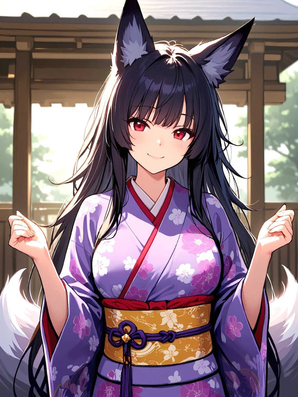 着物姿の狐耳娘