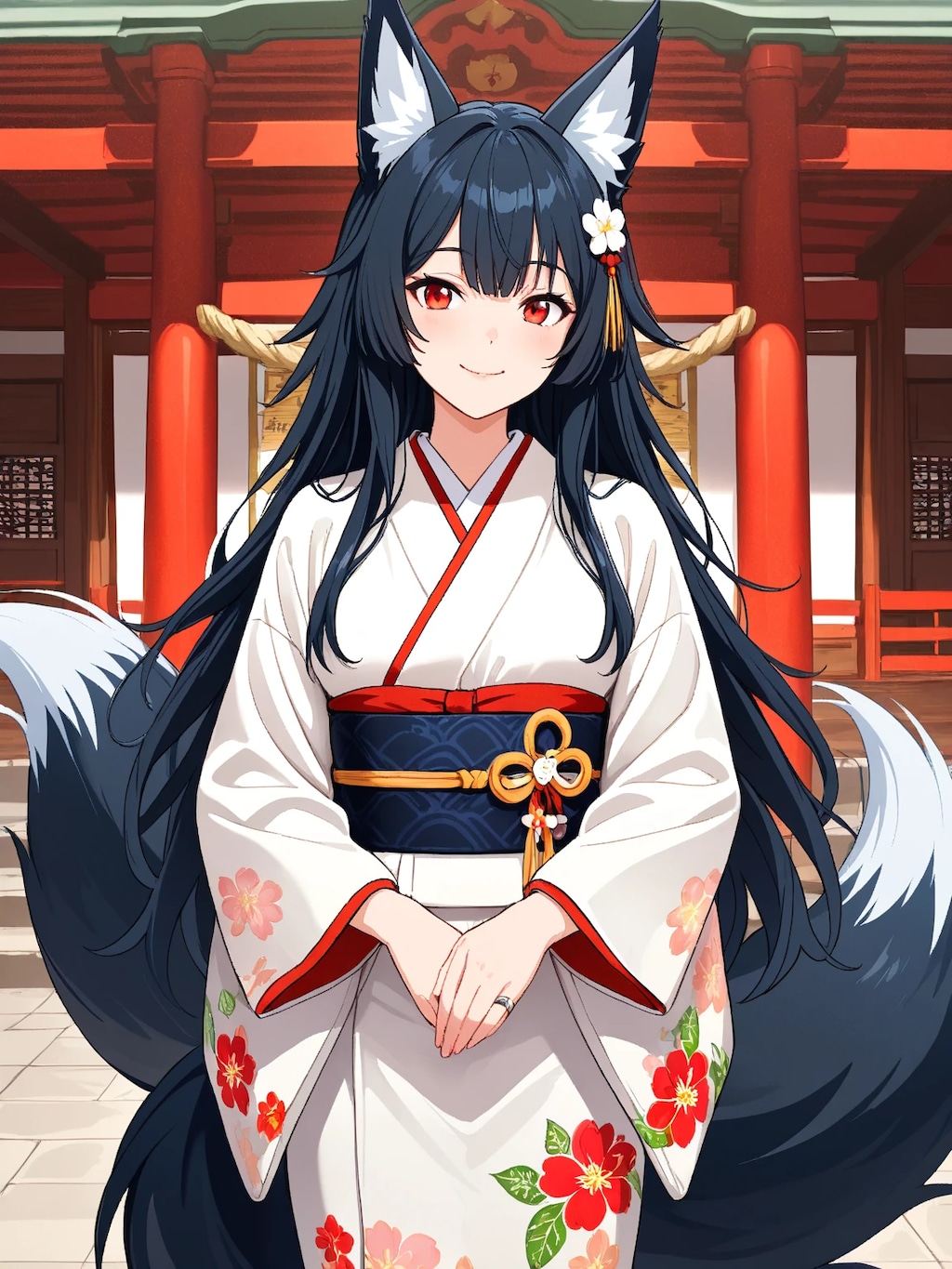 着物姿の狐耳娘