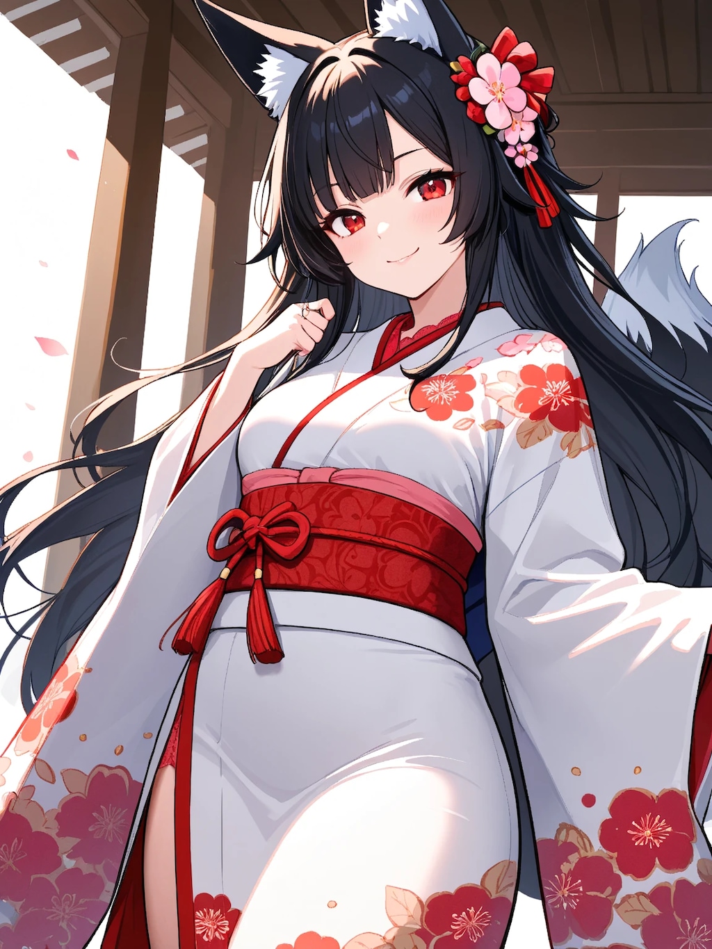 着物姿の狐耳娘