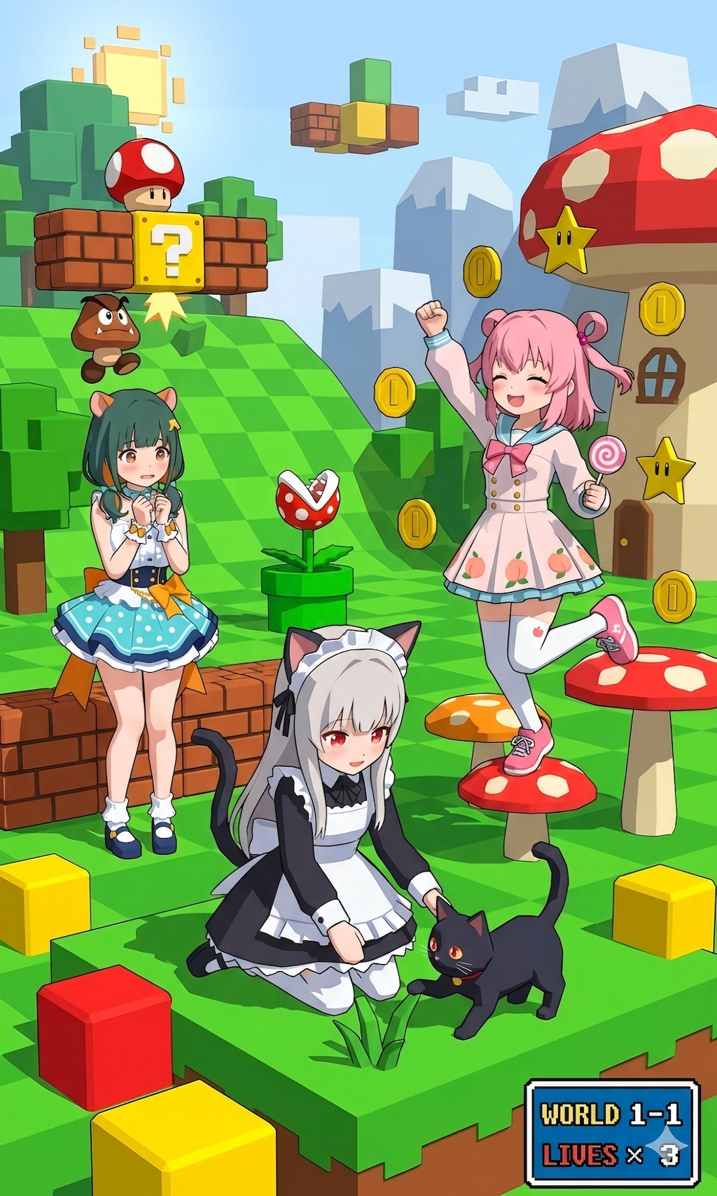 マ◯オワールドに迷い込んだうちの子たち